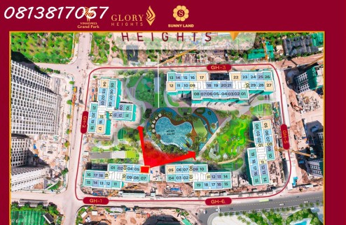 Căn hộ 3PN View đẹp nhất, Giá rẻ nhất Glory Heights, Trả trước 10%, Góp chỉ 1%/ tháng